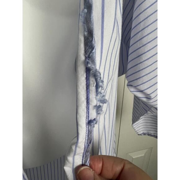 Kelly Reed Blue Stripe Butterfly Open Robe Duster Kimono Medium -missing belt - Picture 4 of 7